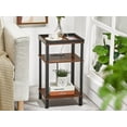 thumbnail image 3 of Side Table with Charging Station for Small Spaces, 3-Tier End Table with USB Ports & Power Outlets, Narrow End Table Bedside Table Nightstand with Metal Tabletop Tray Storage (Cherry), 3 of 11