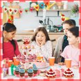 thumbnail image 4 of 3 Tier Strawberry Cardboard Cupcake Stand, Round Berry Sweet Red Plaid Dessert Tower Holder, Party Table Decorations for Birthday, Afternoon Tea, 4 of 6