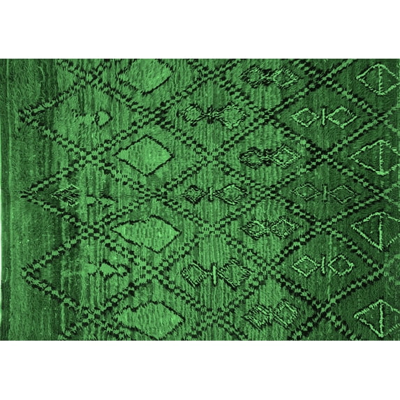 Ahgly Company Indoor Rectangle Abstract Emerald Green Modern Area Rugs, 7' x 10'