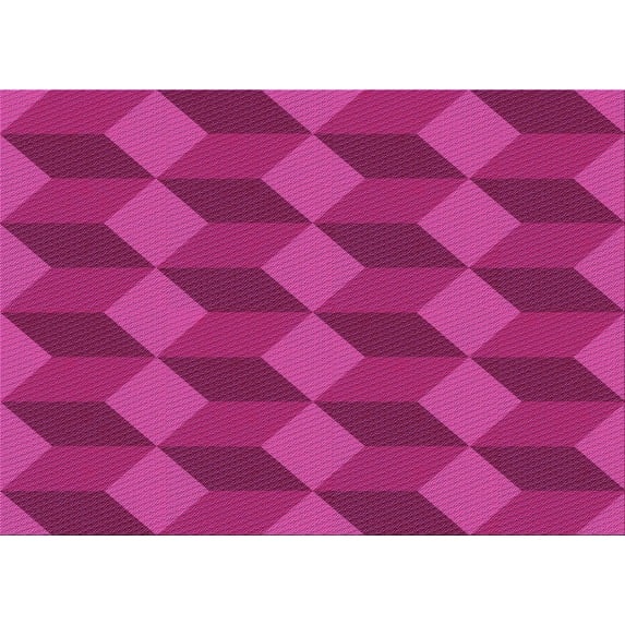 Ahgly Company Indoor Rectangle Patterned Fuchsia or Magenta Purple Area Rugs, 2' x 5'