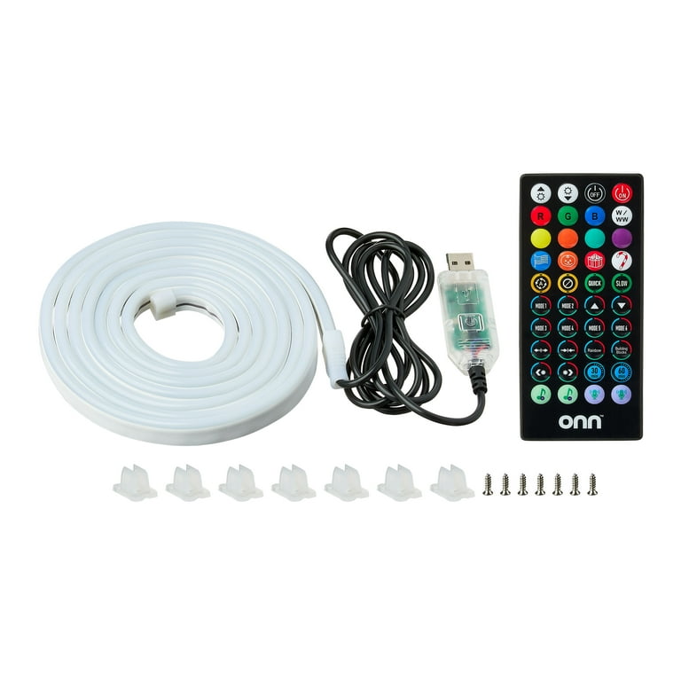 onn RGBIC Multicolor LED Neon Flex Rope Light, 6.6 ft, USB Powered photo 7