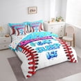 thumbnail image 3 of Feelyou Teens Birthday Cake Bedding Comforter Set 7pcs, Eat Sleep Ice Blue King Bedding Sets, Baseball Gaming Sport Reversible Bed Sheets, Ultra Soft Bedroom Decor, 3 of 8