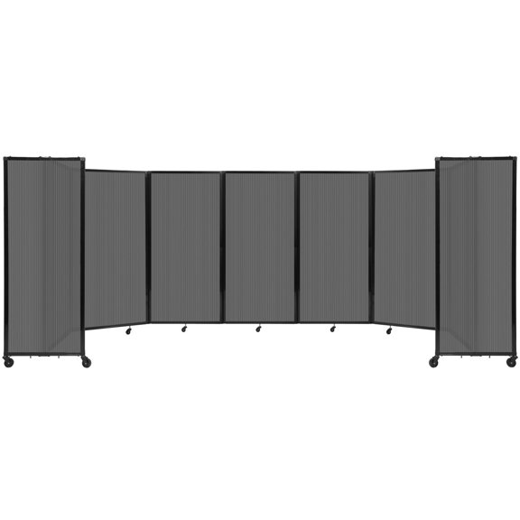 Versare Polycarbonate Room Divider 360 Portable Wall Partition | Freestanding Office Dividers | Locking Wheels | Privacy Screen Panels - 19'6" x 6' Dark Gray Thermoplastic Polymer