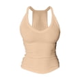 thumbnail image 5 of VJGBEGW 2 Pack Fashion Women V Neck Tank Tops with Built-in Shelf Bra Sleeveless Racerback Fitted Basic Cami Shirts Stretch Breathable Slim Fit Coffee L, 5 of 8