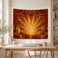 thumbnail image 5 of Red and Gold Gifts Beneath Theater Curtains, Dramatic Vintage for Holiday Fans, Festive Stage Decor, Christmas Gift, Tapestry Wall Hanging for Living Room and Studio, 5 of 7