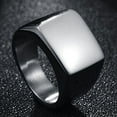 thumbnail image 4 of Ruanlalo Wedding Ring Solid Color Finger Decoration Stainless Steel Men Square Band Finger Ring for Party Black US 11, 4 of 6