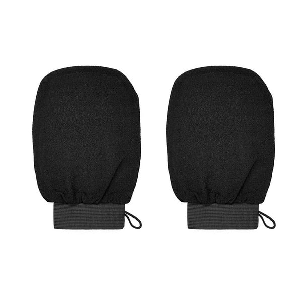 Bewildely 2 uds guantes de baño guante de baño exfoliante guante de masaje Facial frotamiento eliminación de piel muerta accesorios de Juegos de accesorios de baño Negro
