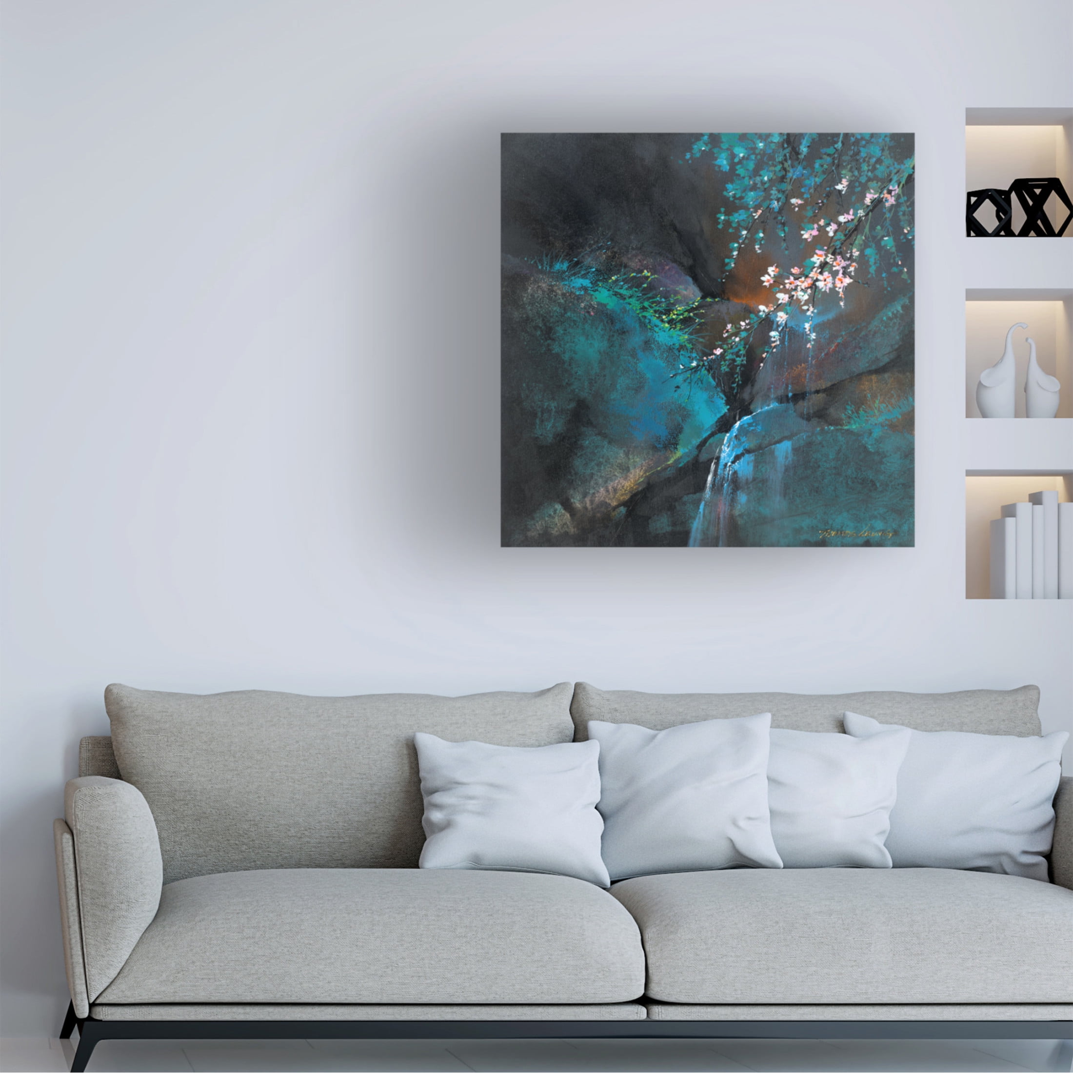 Canvas Wall Art - Thomas Leung 'Stream At Dusk' Wall Art for Living Room, Bedroom, or Office Décor by Trademark Fine Art - 18 x 18 Inches