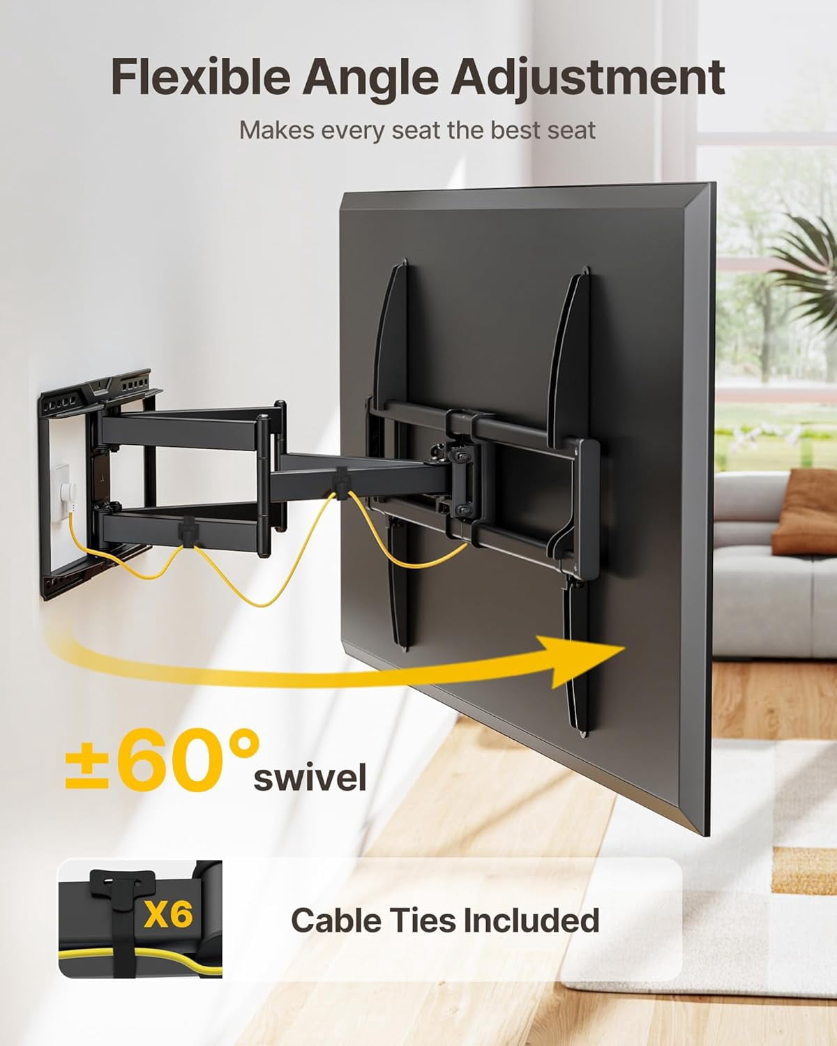 monTEK Heavy Duty Full Motion TV Wall Mount for 50-100" TVs up to 200 lb, 4X Load Tested Dual Arm Bracket with 25.1" Extension, Tool-Free Tilt & Swivel, Max VESA 900x600, Fits 12/16/18/24" Studs