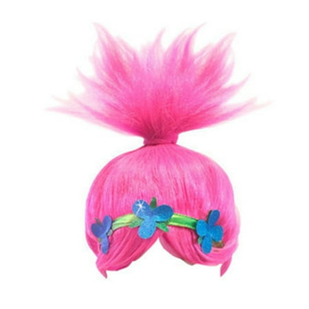 AkoaDa Trolls Dress Cosplay Wig+headband Trolls Wigs Poppy Dress 2019 Trolls Girls Party Cosplay Dress Up