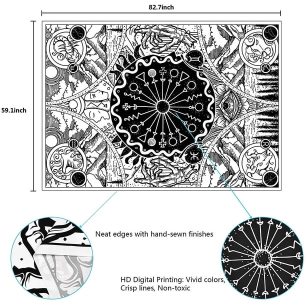 White and Black Tarot Tapestry Astrology Tapestry Mystic Tapestries Wheel of Fortune Tapestry Medieval Europe Tapestry Wall Hanging for Room 59.1 x 82.7 inches Walmart