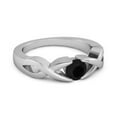 thumbnail image 2 of 925 Sterling Silver 3mm Round Black Spinel Stackable Women Valentines Day Gifts Ring, 2 of 3