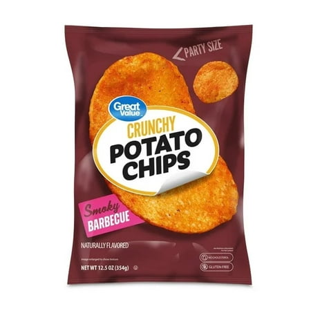 Great Value Party Size Barbecue Potato Chips, 12.5 oz