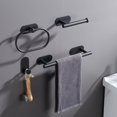 thumbnail image 4 of Juego de 4 juegos de baño sin perforación de montaje en pared negros, gancho para bata, soporte de papel higiénico montado en la pared, toallero, toallero de 16 '', accesorios de baño, toallero, juego de baño Baño de acero inoxidable 304 oso de fresa Electrónica, 4 of 4