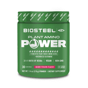 BioSteel Plant-Amino Power BCAA Powder, Fermented Plant-Based Amino Acids, Non-GMO Formula, Berry Fusion, 30 Servings