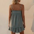 thumbnail image 4 of Women's Gingham 2 Piece Pajama Set Flowy Peplum Babydoll Cami Top Wide Leg Shorts Summer Loungewear Outfit (Mint Green,S), 4 of 6