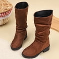 thumbnail image 5 of DxhmoneyHX Girls Knee High Faux Suede Boots 4-15 Years Pull On Tall Riding Boot Fashion Fall Winter Dress Boot with Low Heel, 5 of 7