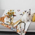 thumbnail image 2 of Fall Throw Blanket for Couch Pumpkin Bicycle Soft Fleece Flannel Blankets Cozy Lightweight Blanket for Sofa Living Room Thanksgiving Autumn Decor, Autumn Leaves Sunflower Bed Throws 30" x 40", 2 of 8