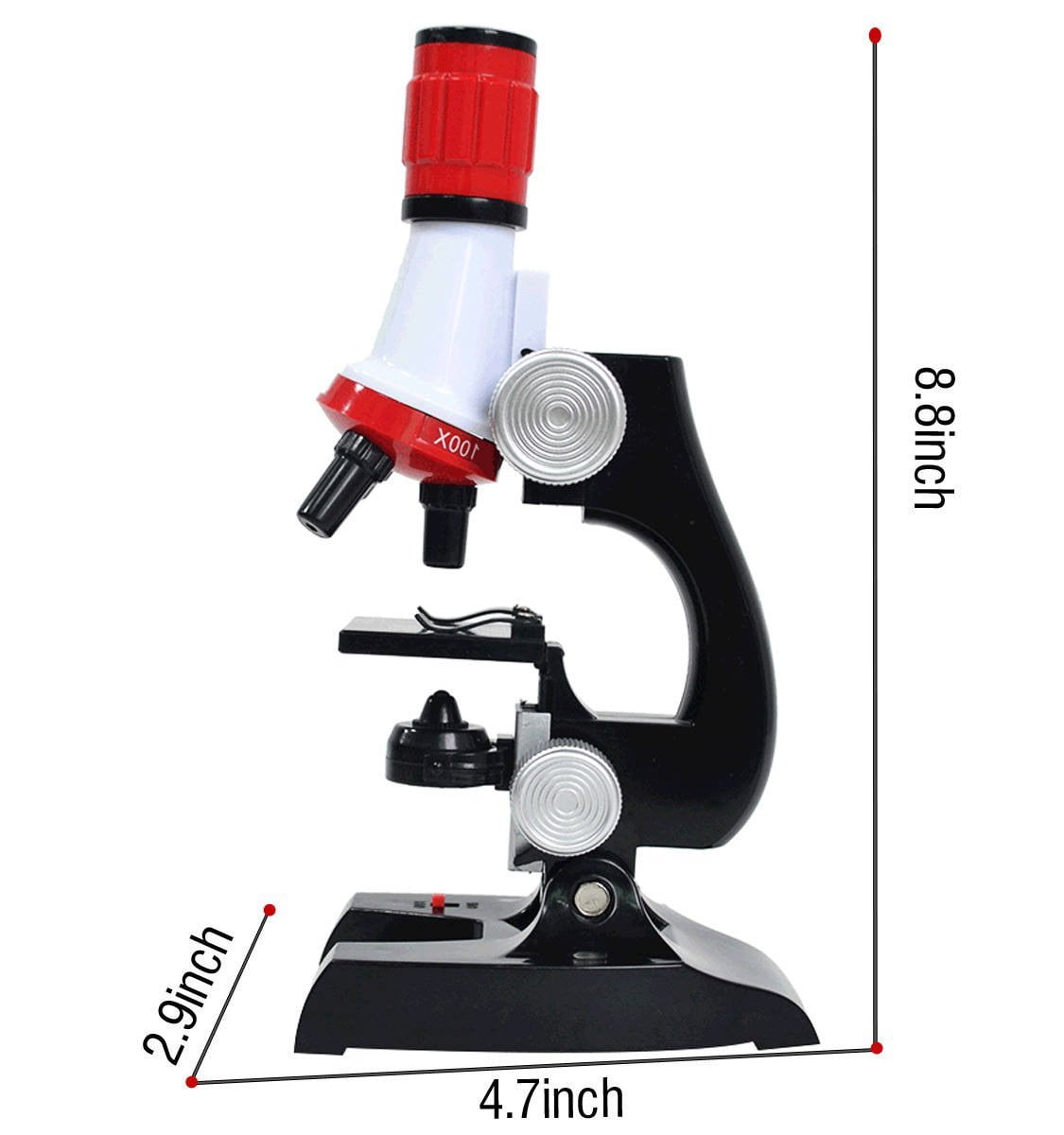 Kids Beginner Toy Microscopio with LED 100X 400x Microscope for Kids My First Teaching Microscope Science Toy and 1200x Magnification microscopes,red. 