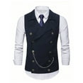 thumbnail image 4 of Men's Stylish Double-Breasted Dress Vest Formal Waistcoat Tuxedo Business Prom Suits Vest, 4 of 8