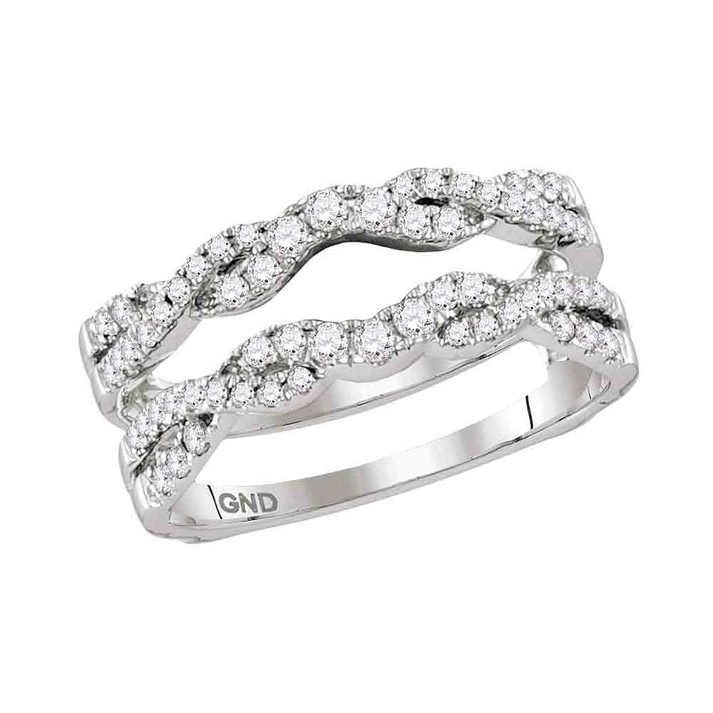 14k White Gold Finish Split Shank Solitaire Enhancer Guard Wrap 1ct Diamond Ring 14k White Gold Finish Split Shank Solitaire Enhancer Guard Wrap 1ct Diamond Ring