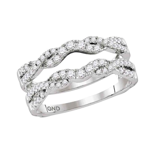 AA Jewels Size 7 14k White Gold Round Diamond Ring Guard Wrap Solitaire Enhancer (1/2 Cttw