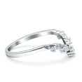 thumbnail image 2 of Minimalist V Shaped Diamond Band, Contour Chevron Diamond Wedding Band, Floral Cluster Half Eternity Diamond Band, Five Stone Diamond Ring, 925 Sterling Silver, 1.5 Ct Simulated Diamond, 2 of 4