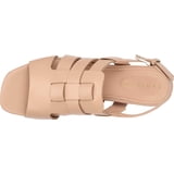 EVOLVE Womens Pink Strappy Woven Cushioned Comfort Mona Square Toe Block Heel Buckle Leather Slingback Sandal