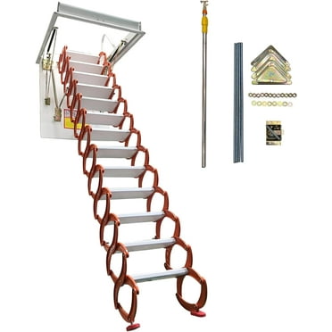 Hidden Telescopic Folding Extension Ladder Retractable Attic Ladder Loft Stairs Al-Mg Alloy 13 Steps