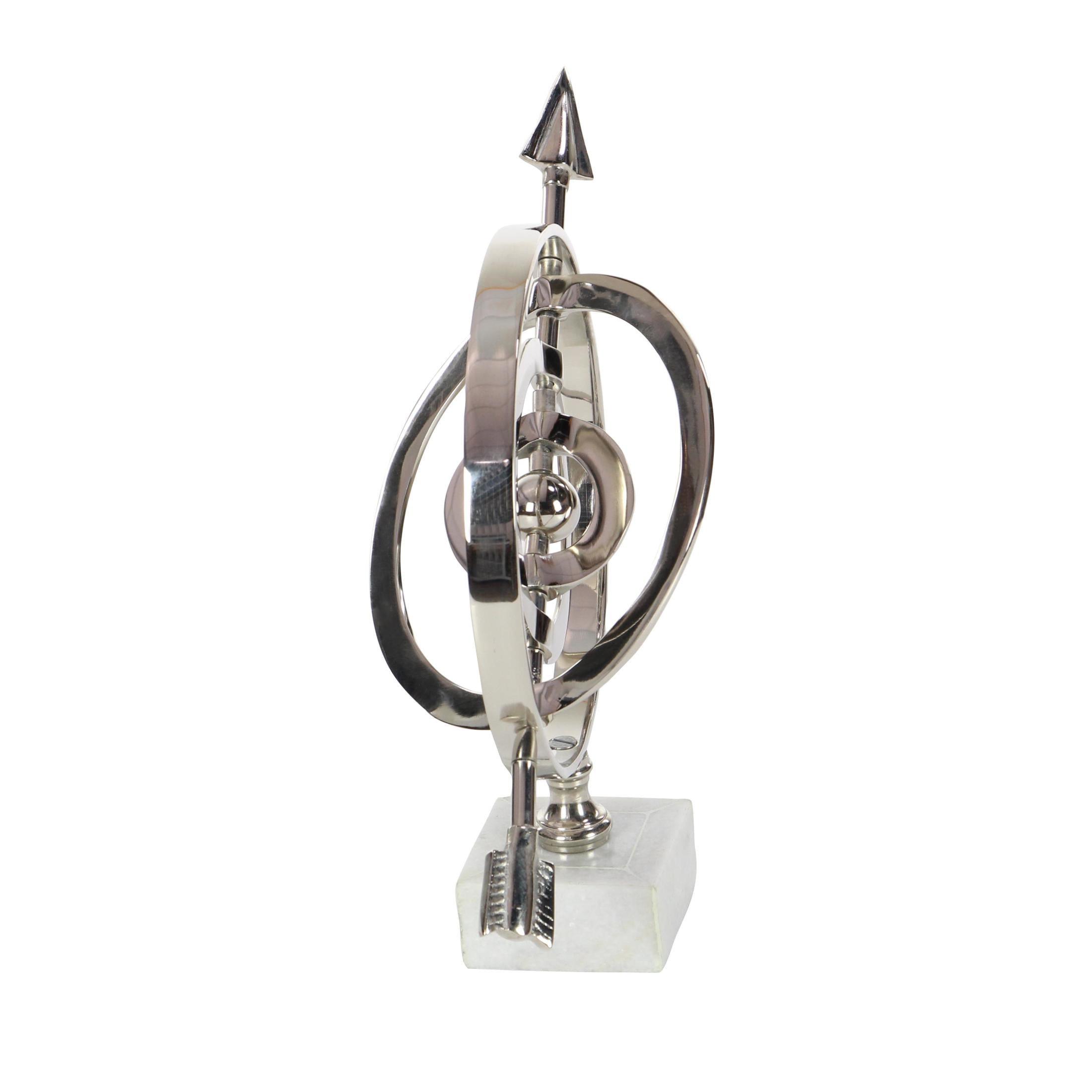 DecMode 10" Silver Armillary Globe with Marble Base