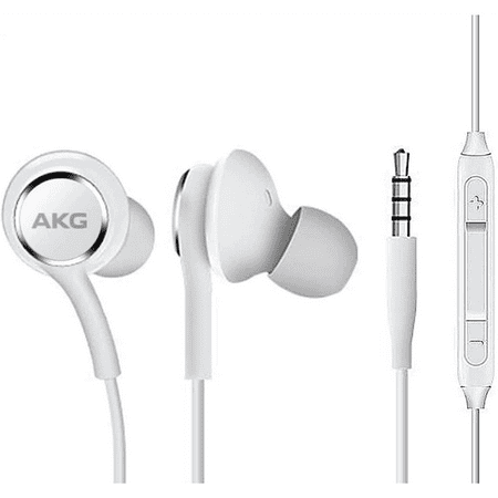 OEM InEar Earbuds Stereo Headphones for Xiaomi Mi A1 (Mi 5X) Plus Cable - Designed by AKG - with Microphone and Volume Buttons (White)