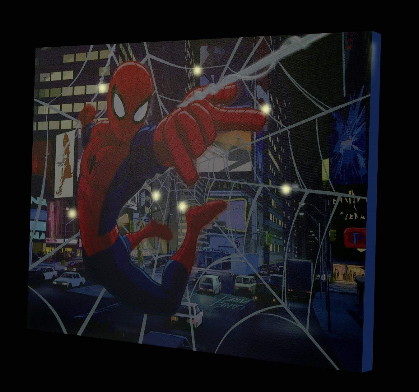 Marvel Spiderman LED Light Up Canvas Art - Comic Book Action