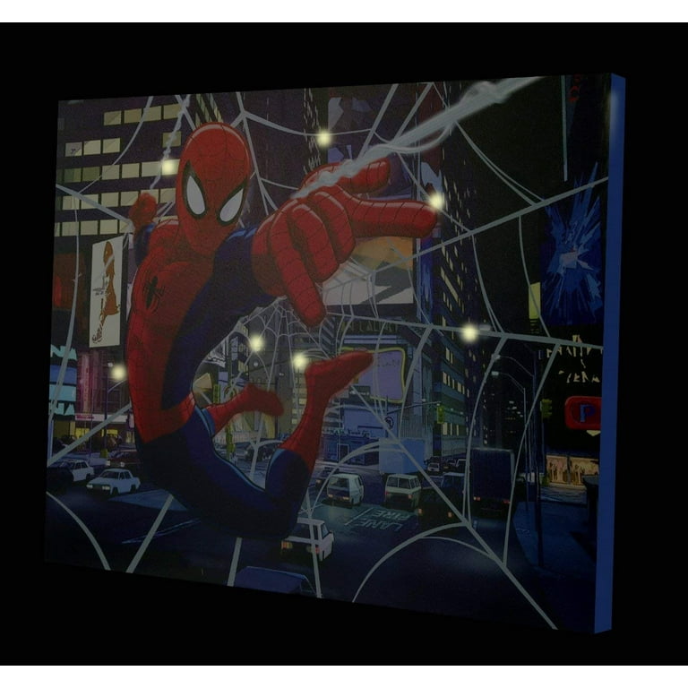 Marvel Spiderman LED Light Up Canvas Art - Comic Book Action