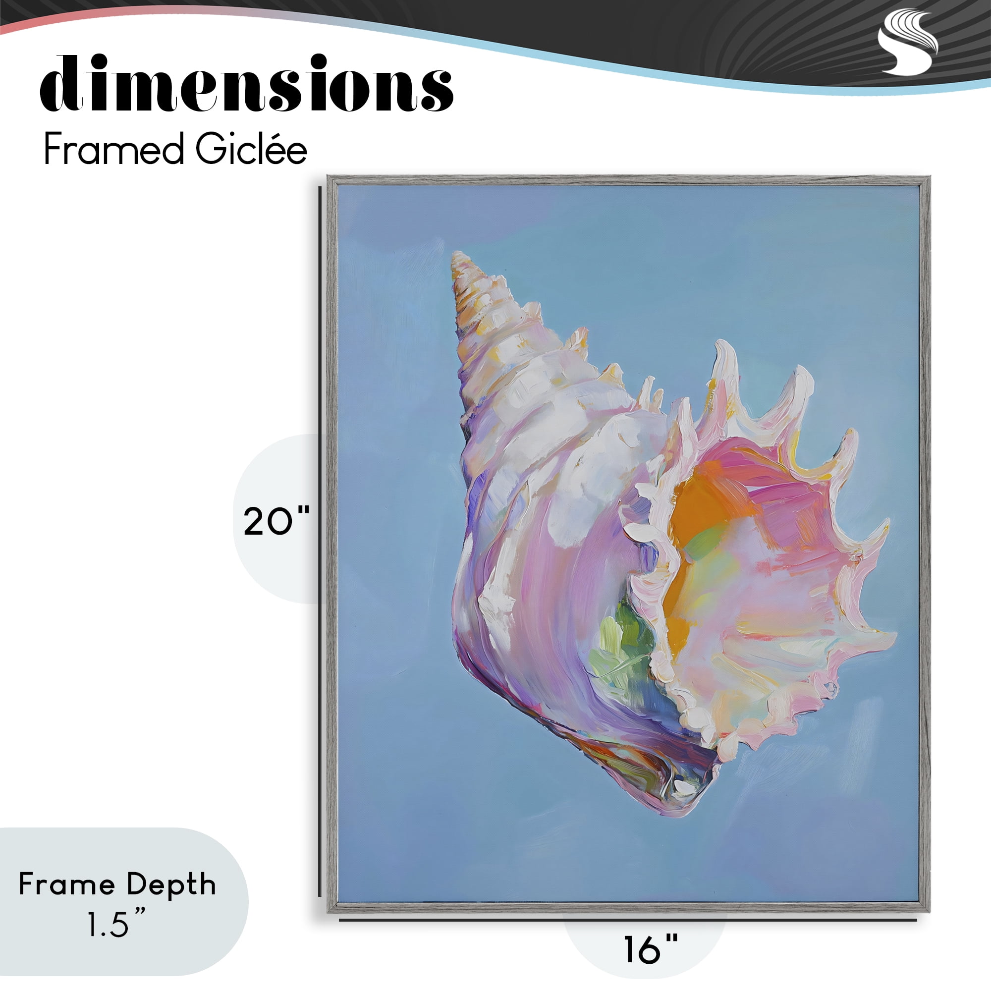 Stupell Industries Pastel Hued Conch on Blue Gray Framed Giclee Art, design by The Prints Vibe