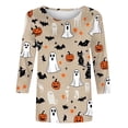 thumbnail image 3 of Uootdi Halloween Shirts for Women 3/4 Sleeve Crew Neck All Over Bat Ghost Full Print Womens Pullover Tees Oversized Fit Halloween Trick Or Treat Soft Cozy Womens Graphic Tops Gift, 3 of 5