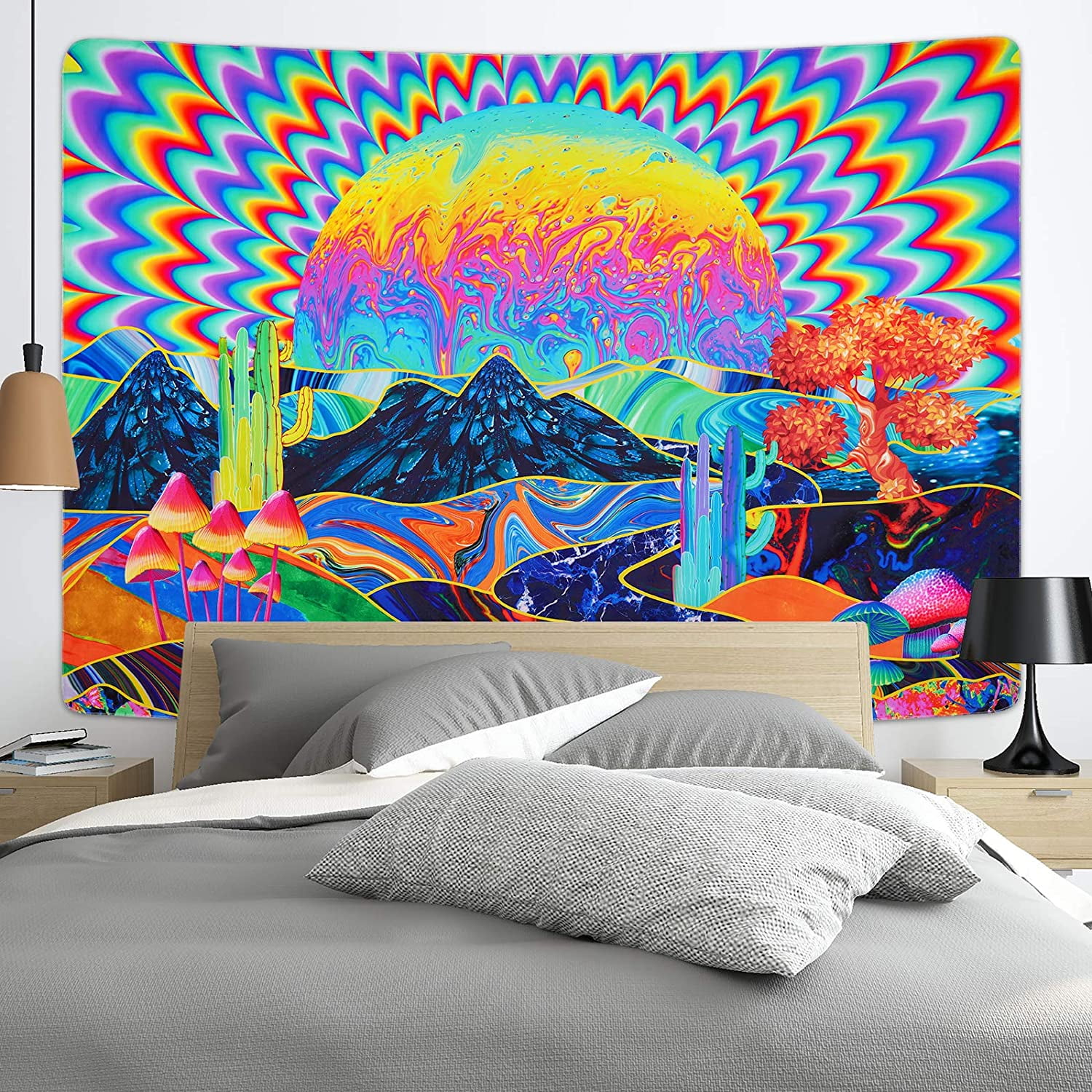 Trippy Tapestry Psychedelic Tapestry Planet Mountain Tapestry Walmart