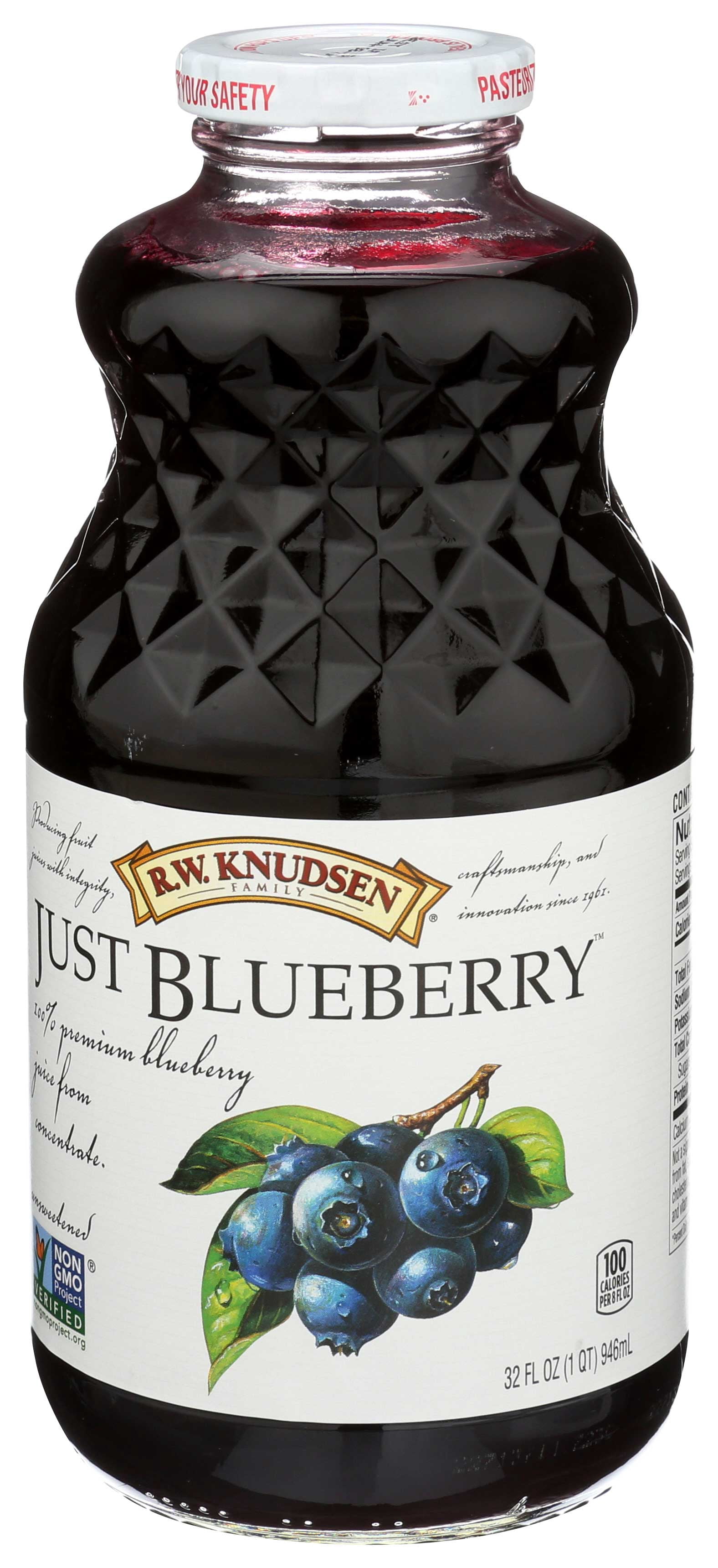 (Pack 6)Just Blueberry Juice, 32 ounces.