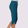 thumbnail image 6 of Pants for Women Elastic Waist Capris Pants Solid Color Sports Casual with Pockets Pants, 6 of 6