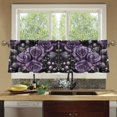thumbnail image 4 of Yayeee Kitchen Curtains Set of 2 Light Filtering 57"x36" Over Sink Window Panels, Purple Roses, 4 of 7