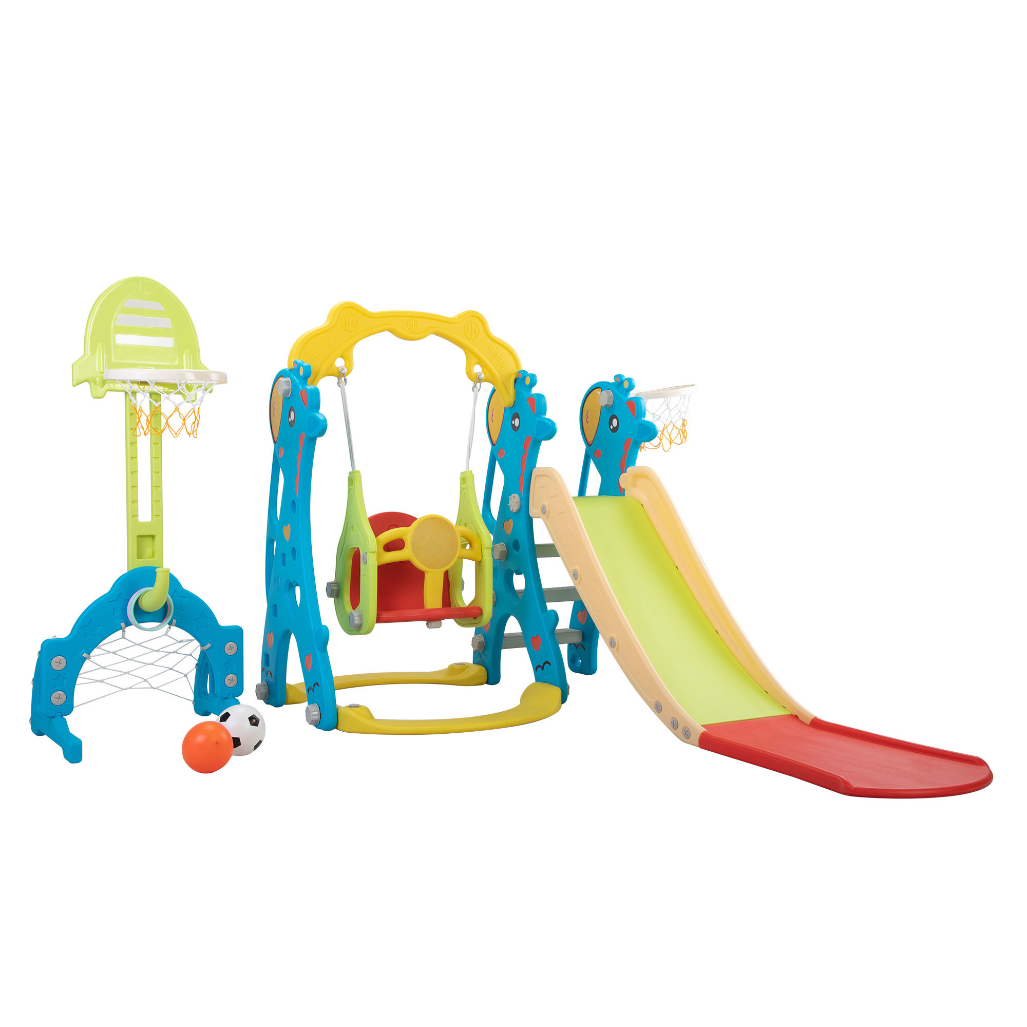 HOMEFUL 6 in 1 Slide for Kids, Gift Toddler Slide and Swing Set for Age