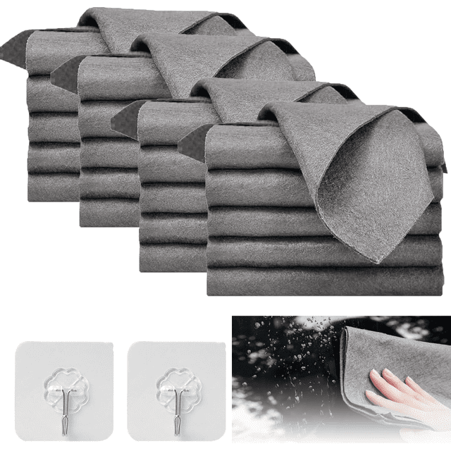 Thickened Magic Cleaning Cloth, Streak Free Magic Cleaning Wipes, Thickened Magics Cleaning Cloth, Window, Kitchen, Car - Reusable, Streak-Free, Lint-Free Multipurpose Cleaning Rags(20, Gray)