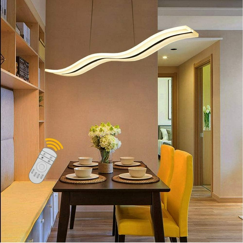 Modern Wave LED Pendant Light Dimmable Fixture Modern LED Chandelier LED Hanging Light Fixture ...