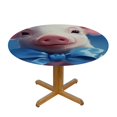 thumbnail image 3 of HAOXIT Cute Pig with Blue Bow Tie Fitted Round Tablecloth Waterproof Table Cloth with Elastic Edge Wipe Clean Table Cover for Indoor Outdoor 31-35, 3 of 8
