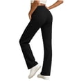 thumbnail image 2 of Yoga Pants with Pockets for Women Straight Leg Long Pants Elastic High Waist Workout Running Leggings Casual Work Trousers, 2 of 7