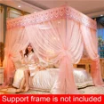 thumbnail image 4 of Romantic Lace Pleated Mosquito Net Embroidery Breathable Square Queen Double Bed Net Canopy Not Included Stainless Steel Bracket, 4 of 5