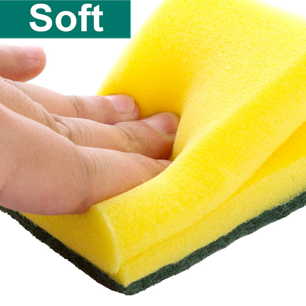 SCRUBIT 48 Pack Kitchen Sponges Dish Sponge for Washing Dishes, Kitchen &  Bathroom – Blue & Yellow Dishwashing Sponges Along with A Thought Scrubber  –