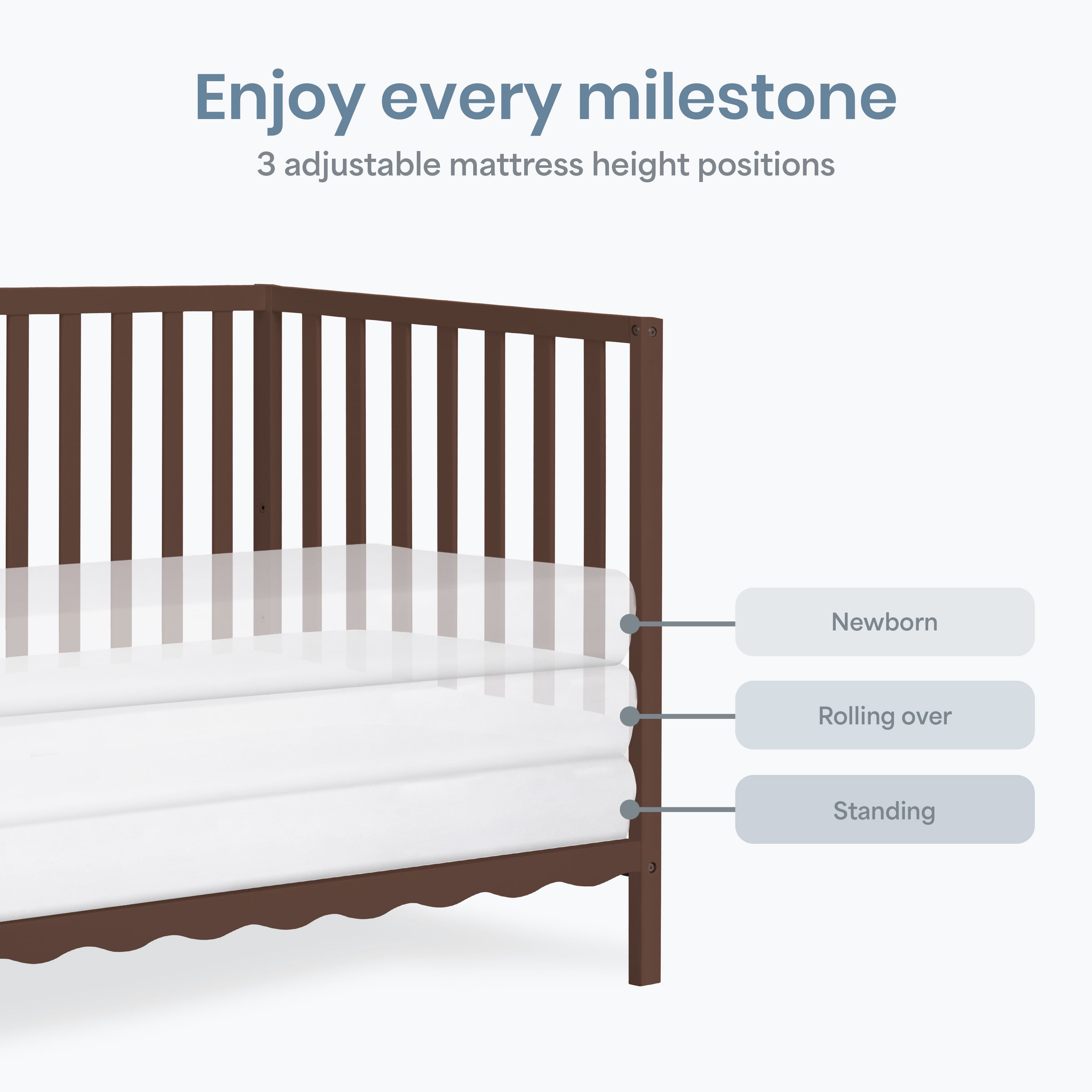 Dream On Me Synergy Wave 5-in-1 Convertible Crib, Walnut