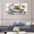 thumbnail image 2 of Highland Cow Wall Art in Bathtub Canvas Print Black and White Photo Bubble Funny Cattle Pictures Animal Painting Farmhouse Artwork for Wall, 2 of 3