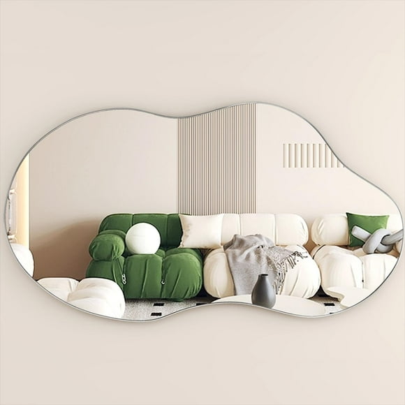 SHYFOY Abstract Irregular Shape Curvy Wall Mirror - Decorative Asymmetrical Mirror for Living Room, Bathroom, Bedroom, and Entryway Decor - Wavy Accent Mirror, 32"x20" Silver Iro