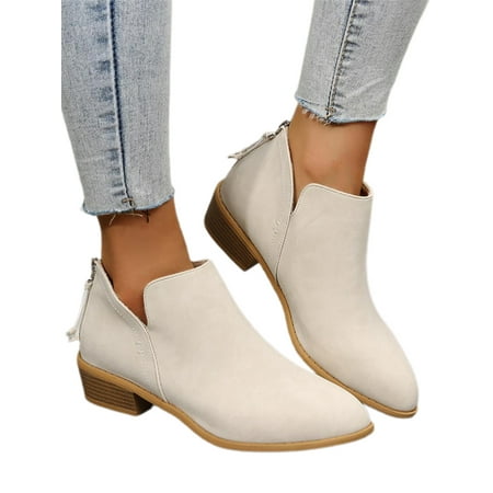 

Xavaria Womens Pointed Toe Ankle Boots Slip on Western Low Heel Comfortable Suede Booties